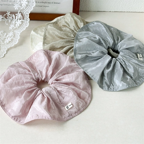 Coleteros De Satén Extragrandes Para Mujer Elegantes Gomas De Pelo Plisadas Color Sólido Accesorios Para El Cabello