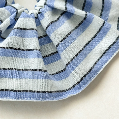 Elastico per Capelli Grande in Misto Cotone Lino a Righe Semplice Plissettato Supporto per Coda di Cavallo per Donna