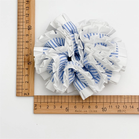 Korean Style Large Striped Ruffled Fabric Scrunchies Sweet Floral Hair Ties For Women Girls Daily Hair Accessories