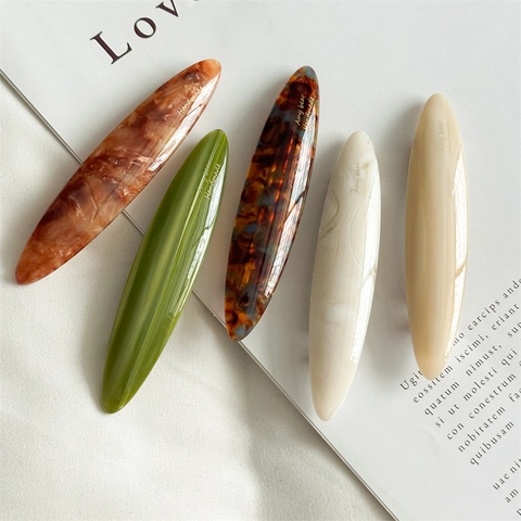 Handmade Acetate Oval Hair Clip For Women Elegant Marble Tortoiseshell Hairpin Spring Clip Fashion Styling Headwear Jewelry