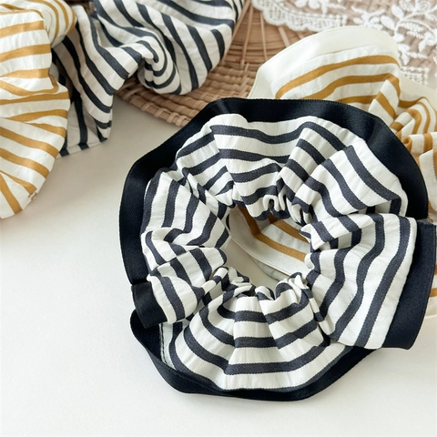 Gestreepte Stof Scrunchies Voor Dames Koreaanse Stijl Eenvoudige Geplooide Haarelastiekjes Paardenstaart Houders Elastische Haarklemmen