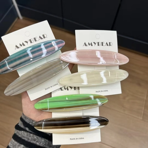 French Minimalist Acetate Hair Clip Elegant Marble Striped Spring Clip For Women Fashion Horse Tail Clip Hair Accessories