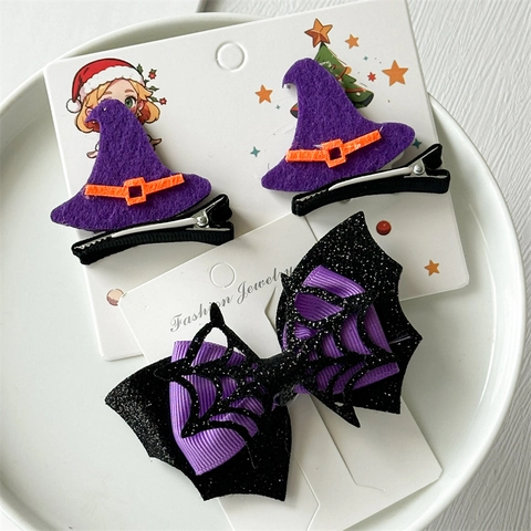 Fermagli per Capelli Halloween Zucca Fantasma Cappello da Strega Ragnatela Tulle Copricapo Divertente Corna di Diavolo per Donna