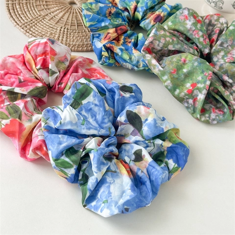 Scrunchies in Tessuto con Stampa a Olio di Girasole per Donna Elastici per Capelli Grandi per Accessori da Spiaggia Estivi