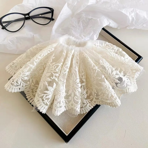 Französische Vintage Übergroße Spitze Besticktes Haargummi Cremeweiß Netz Blumen Haarband Für Damen Urlaub Styling Zubehör