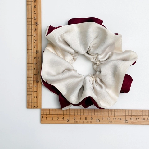 Elegant Oversized Satin Scrunchie For Women Contrast Color Pleated Elastic Hair Tie Large Hair Rope Ponytail Holder Accessories