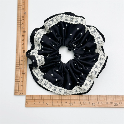 Französische Vintage Satin Haargummis Mit Punkten Für Damen Elegante Übergroße Spitzenbesatz Haarbänder Elastische Haarschmuck