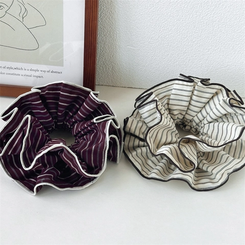 Vintage Scrunchies in Tessuto a Righe Grandi Elastici per Capelli Fatti a Mano Elastici per Capelli Donna Ragazze Accessori Capelli