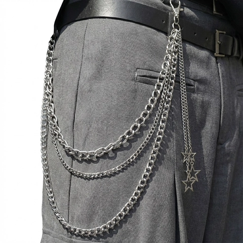 Catena a Vita Punk Hip Hop in Lega d'Argento a Più Strati Con Ciondolo a Stella Per Donna Uomo Accessorio Streetwear Catena Per Pantaloni