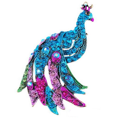 Vintage Legierung Pfau Brosche Mit Bunten Strass Galvanisierte Tier Korsage Brosche Für Hochzeit Party Bankett Damen Schmuck
