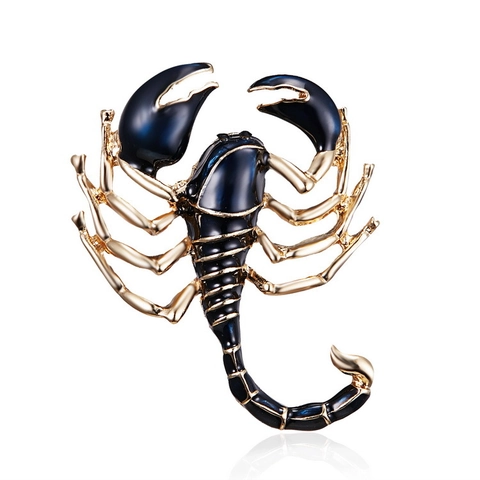 Vintage Skorpion Brosche Anstecknadel Für Damen Legierung Goldton Emaille Insektenform Revers Dekoration Mode Accessoire Geschenk