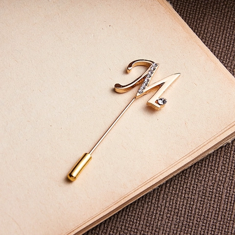 Elegante Spilla da Risvolto con Lettera in Lega e Strass per Donna Spilla con Iniziale dell'Alfabeto Oro per Abito da Sposa Gioielli