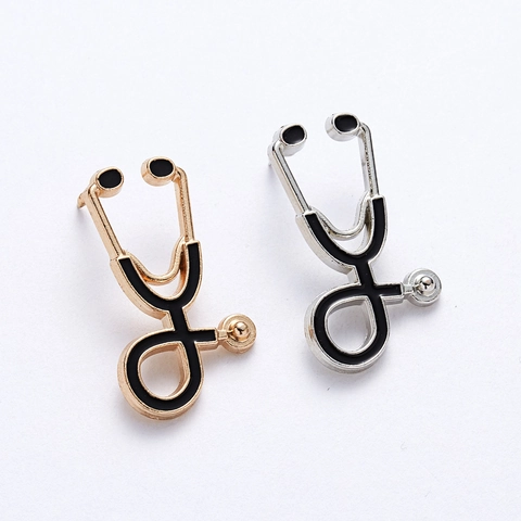 Fashion Creative Stethoscope Brooch Alloy Rhinestone Enamel Pin Medical Jewelry Gift For Doctors Nurses Women Men Accessory