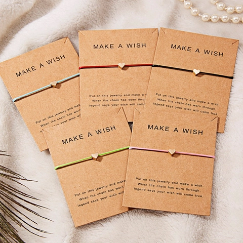 Minimalistisch Legierung Herz Anhänger Einstellbar Gewebt Seil Armband Damen Herren Wunschkarte Täglich Geschenk Schmuck Zubehör