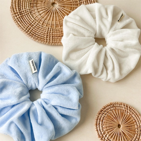 Chouchou Large en Velours Style Coréen Tissu Peluche Doux Élastique Accessoires Cheveux Surdimensionnés pour Femmes