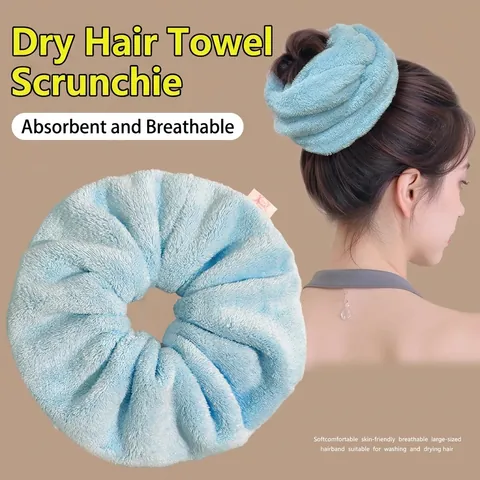 Oversized Plush Towel Scrunchies For Women Soft Absorbent Hair Ties Thick Elastic Bun Maker Minimalist Polyester Hair Accessories