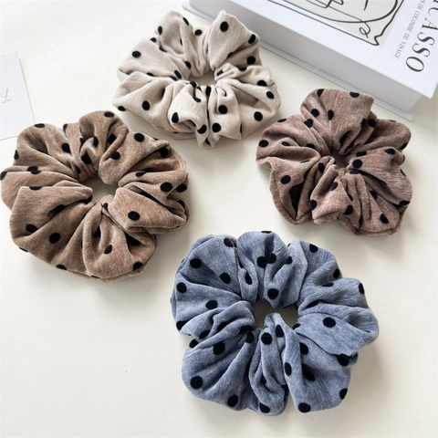 Elastici per Capelli a Pois in Velluto Vintage da Donna Moda Coreana Grandi Fasce Elastiche Semplici Accessori per Coda di Cavallo