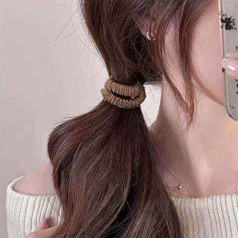 Elegante Coletero Plisado de Satén Alta Elasticidad Suave Cinta para el Pelo Moda Color Sólido Accesorio para el Pelo para Mujer Diario Oficina