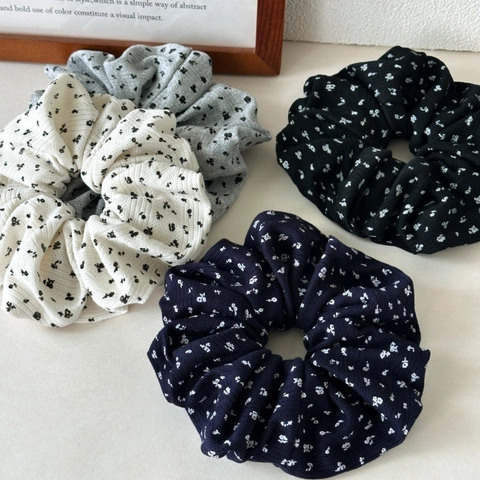 Vintage Blumen Stoff Haargummis Retro Große Scrunchies Elastische Gerippte Textur Ponytail Halter Für Damen Haarschmuck