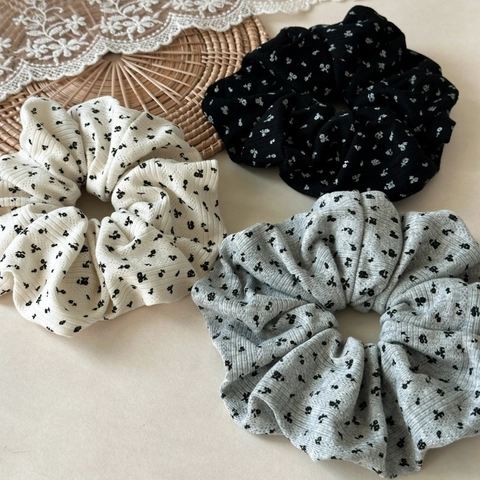 Vintage Blumen Stoff Haargummis Retro Große Scrunchies Elastische Gerippte Textur Ponytail Halter Für Damen Haarschmuck