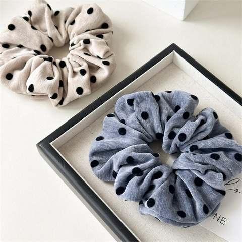 Elastici per Capelli a Pois in Velluto Vintage da Donna Moda Coreana Grandi Fasce Elastiche Semplici Accessori per Coda di Cavallo