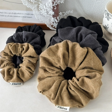 Korean Minimalist Woolen Scrunchies Solid Color Elastic Hair Ties Soft Ponytail Holders For Women Daily Styling Accessories