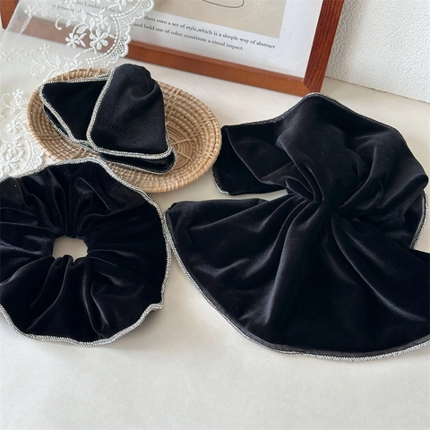 Elegante Pinza per Capelli in Velluto E Scrunchie Fermaglio per Coda Di Cavallo Con Bordo In Strass Per Donna Accessori Per Capelli