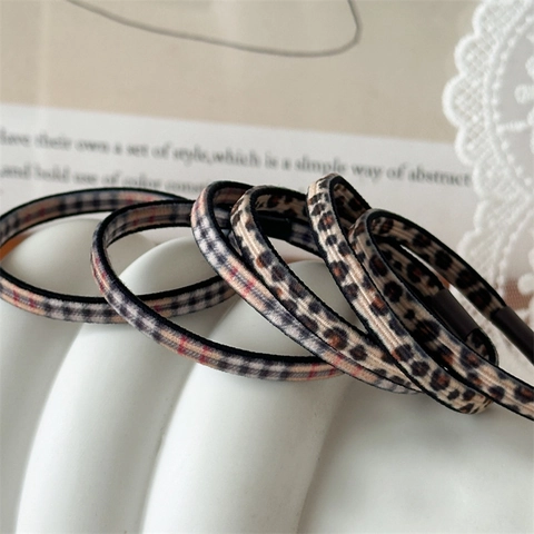 Elastici per Capelli alla Moda con Stampa Leopardata e Quadri Fasce per Capelli in Tessuto Avvolto ad Alta Elasticità per Donna