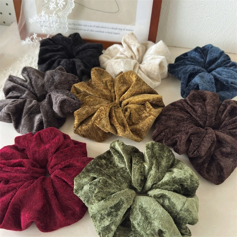 Scrunchies in Velluto per Donna Autunno Inverno Grandi Elastici per Capelli Morbidi Fasce Elastiche Retrò Colore Solido Accessori