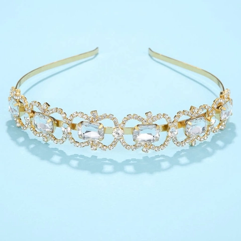 Vintage Alloy Rhinestone Crown Headband For Women Hollow Crystal Bridal Hair Accessories Wedding Banquet Party Headpiece