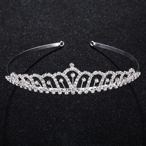 Elegante Corona Tiara da Sposa in Lega d'Argento con Strass per Matrimonio Compleanno Copricapo da Principessa Donna Bambini