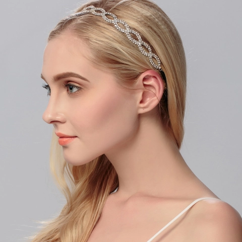 Elastic Infinity Rhinestone Headband For Women Bridal Wedding Party Hair Accessories Handmade Alloy Crystal Hair Band Gift