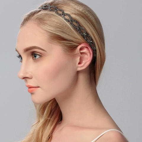 Elastic Infinity Rhinestone Headband For Women Bridal Wedding Party Hair Accessories Handmade Alloy Crystal Hair Band Gift