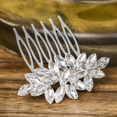 Peigne à Cheveux Mariée Élégant en Alliage d'Argent avec Strass Marquise pour Mariage Fête Femme Accessoires Cheveux