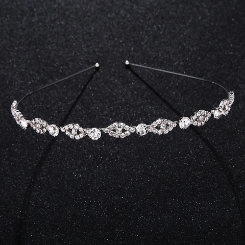 Diadema Ondulada de Strass Elegante de Aleación Delgada Banda de Pelo de Cristal para Boda Banquete Mujer Accesorios para el Cabello