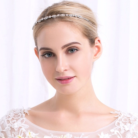 Diadema Ondulada de Strass Elegante de Aleación Delgada Banda de Pelo de Cristal para Boda Banquete Mujer Accesorios para el Cabello