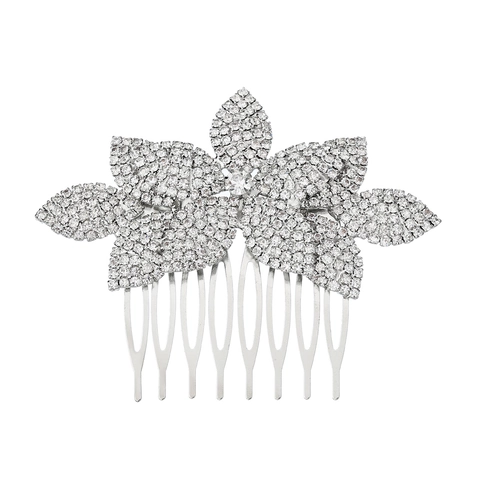 Elegante Pettine per Capelli Sposa in Lega con Strass Fiore Foglia Perla Artificiale Gioielli Matrimonio per Donna