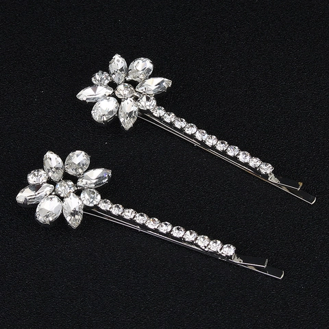 Elegante Blumen Legierung Strass Haarspangen Handgefertigte Kristall Eingelegte Haarklammern Für Hochzeit Damen Kinder Haarschmuck