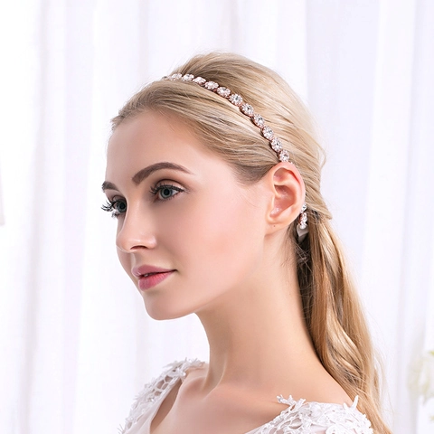 Elegante Diadema de Novia Flor Diamantes de Imitación Aleación Banda para el Cabello Con Cinta de Satén Blanco Accesorios para el Cabello de Boda Mujer Niños