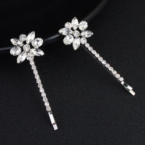 Elegante Blumen Legierung Strass Haarspangen Handgefertigte Kristall Eingelegte Haarklammern Für Hochzeit Damen Kinder Haarschmuck