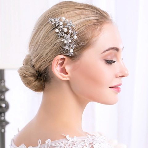Vintage Seestern Braut Haarkamm Legierung Strass Künstliche Perle Hochzeit Kopfschmuck Silber Haar-Accessoires Für Damen
