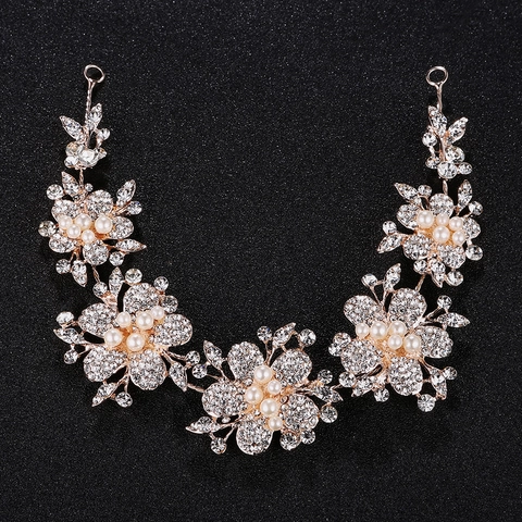 Fascia per Capelli da Sposa in Lega Floreale Con Perle Artificiali e Strass Elegante Gioiello per Capelli da Matrimonio