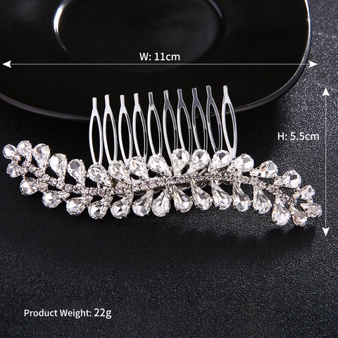 Vintage Silver Rhinestone Bridal Hair Comb Elegant Leaf Wave Handmade Wedding Hair Accessories For Women Party Ornament