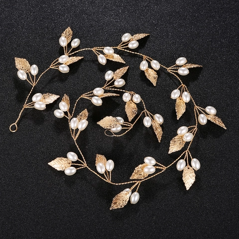 Vite per Capelli da Sposa in Lega con Foglie e Perle Artificiali Elegante Accessorio per Capelli Matrimonio Oro Argento