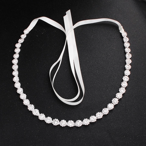 Elegante Cintura da Sposa con Strass Motivo Floreale Fascia da Sposa con Nastro di Raso Catena in Vita in Metallo Cristallo