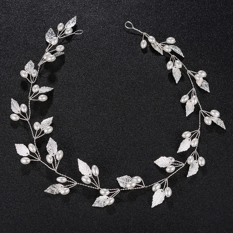 Vite per Capelli da Sposa in Lega con Foglie e Perle Artificiali Elegante Accessorio per Capelli Matrimonio Oro Argento