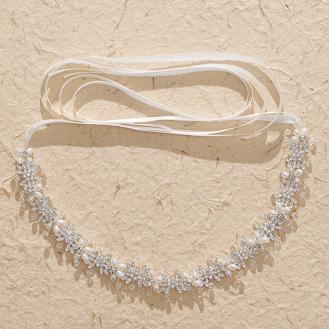 Fascia per Capelli da Sposa Fatta a Mano con Strass e Perle Artificiali Elegante Vite per Capelli in Lega con Fiori per Matrimonio