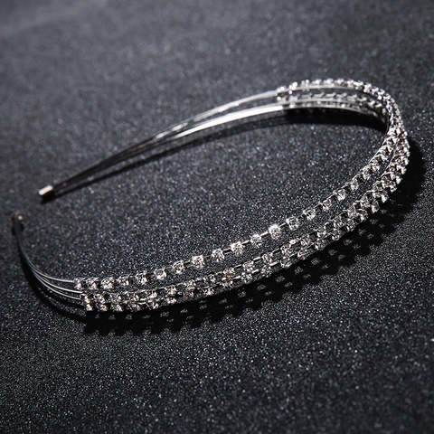 Silber Dreilagig Strass Haarreif Für Damen Geburtstag Party Hochzeit Mode Metall Haarband Einfaches Haar Accessoire