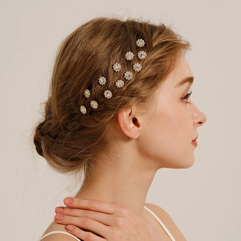 Legering Strass Bloem U-Vormige Haarspelden Voor Vrouwen Bruid Bruiloft Banket Feest Haarstyling Sieraden Accessoire