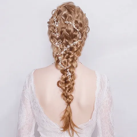 Cinta para el Pelo de Novia de Aleación con Hojas y Flores Vintage con Perla Artificial de Imitación y Strass Tocado de Boda Elegante